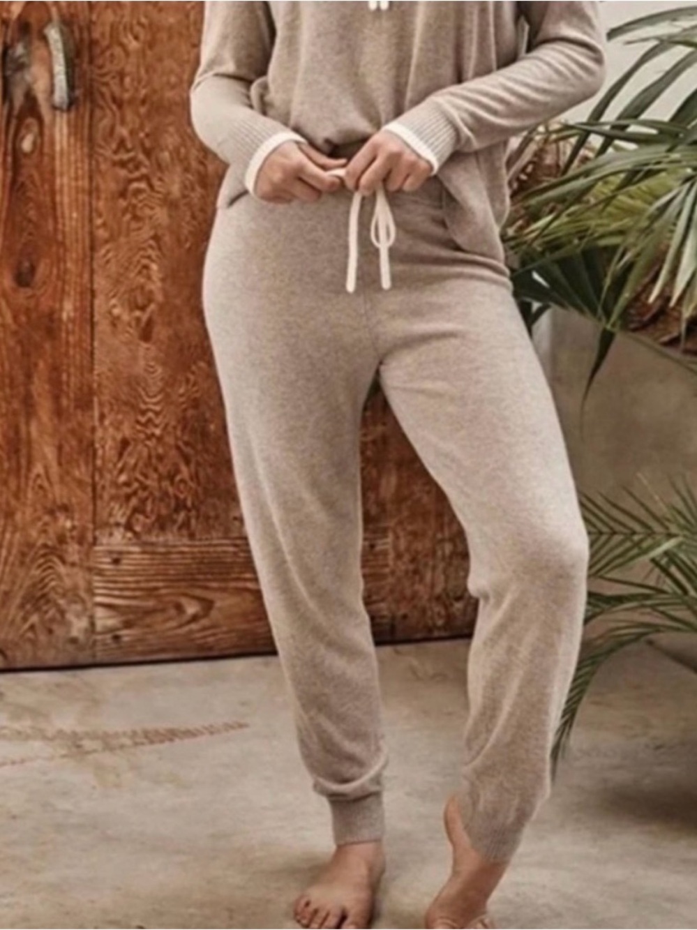 Summersalt The Coziest Cashmere Blend Jogger Pants Heather Taupe Size S